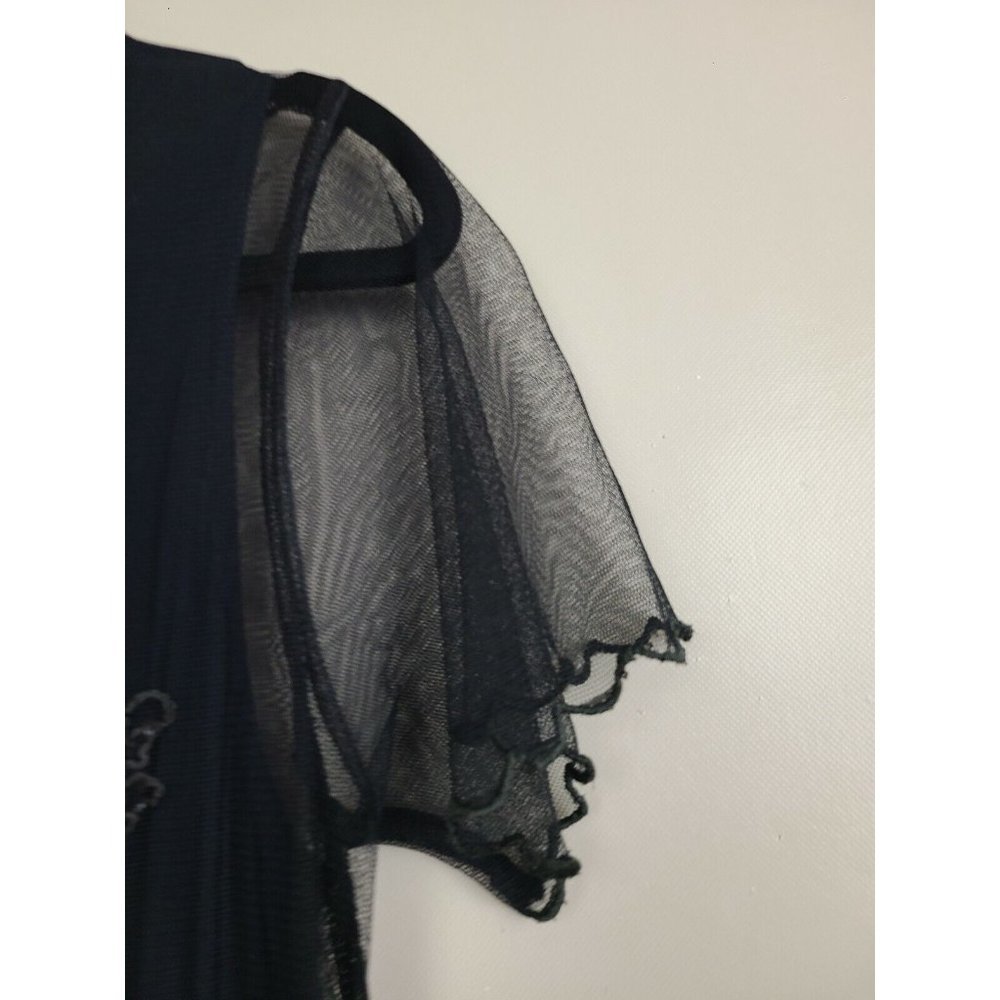 April Cornell Black Mesh Overlay Sequined Cottagecore Maxi Dress Small - Picture 5 of 10
